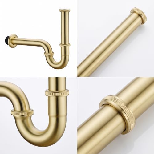 Brass P Trap 1 1/4 Bathroom Sink Drain Kit, Adjustable Height U-Shape Trap - Image 6