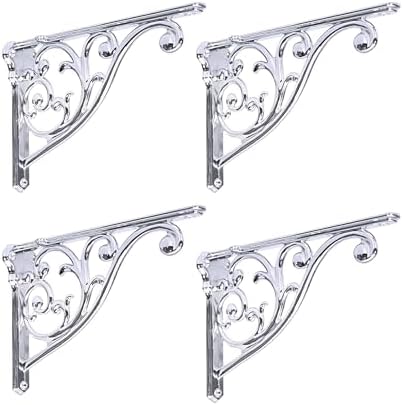 Shelf Brackets 6 Inch 4 Pack Heavy Duty Polished Chrome Wall Bracket Victorian by khtumeware