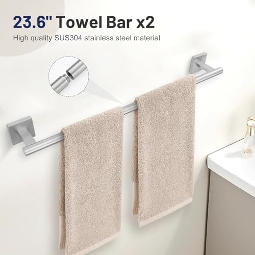 Lairuier 10-Piece Brushed Nickel Bathroom Accessories, Towel Bar Set - Image 2
