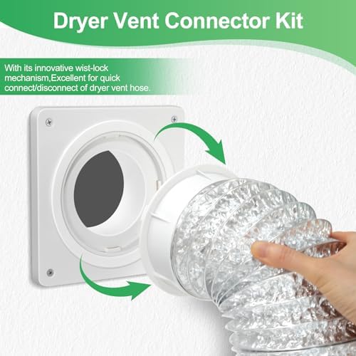 Dryer Vent Wall Plate, Dryer Vent Connector Kit Fits 4 Inch Tubes Hose - Image 2
