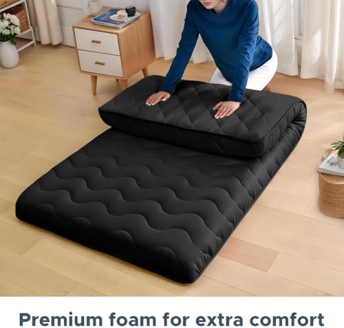 SCHNAUZER HOME Japanese Floor Mattress Futon Mattress Full 3.5" Thick Black - Image 5