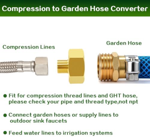 Lovegarden 2PCS 3/8 Compression Male to 3/4 GHT Female Faucet Adapters - Image 3