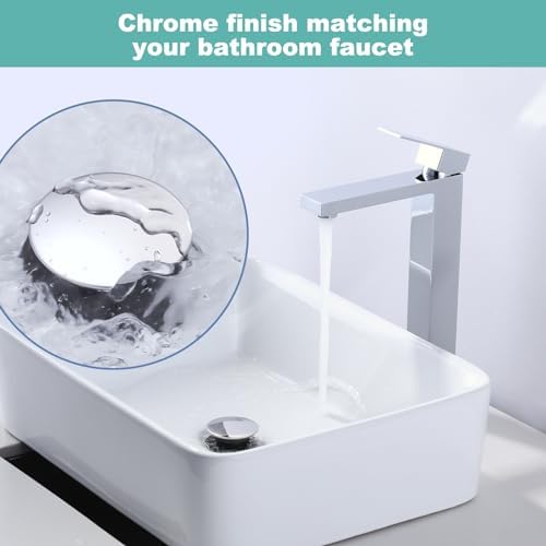 Bathroom Sink Drain Without Overflow, ARCORA Chrome Pop Up Drain - Image 4