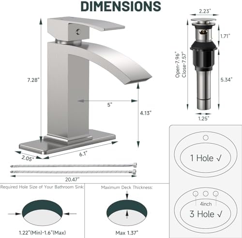 Brushed Nickel Waterfall Bathroom Faucets - Image 2