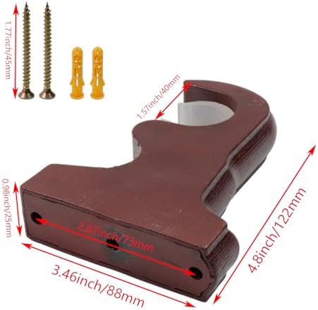 2Pcs Wooden Curtain Rod Brackets Drapery Rod Holder Wood Bracket - Image 2