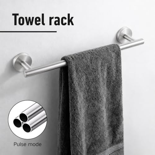 Silver 5 Pieces Bathroom Hardware Set, 16 Inch Bathroom Towel Holder, - Image 3