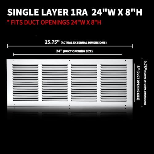 24x8 Return Air Grille, Air Return Vent Cover, Flat Vent Cover, Rejillas De - Image 2