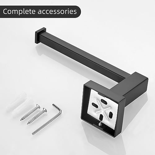 Leyden Black Toilet Paper Holder Towel Ring, Matte Bathroom Hand Towel Holder - Image 7