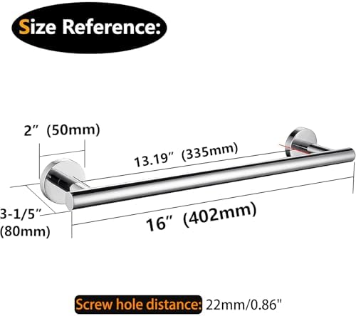 Nolimas Polished Chrome Bath Towel Bar Single Bars Towel Rack Rod Classic Wall - Image 3