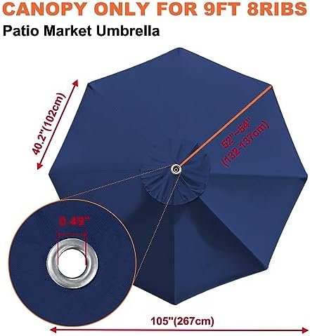 EliteShade USA 9FT Patio Umbrella Replacement Covers 8 Ribs Market Umbrella - Image 3