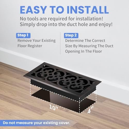 Howeall 4x10 Inches Heavy Duty Walkable Floor Register Easy Adjust Air Supply - Image 6