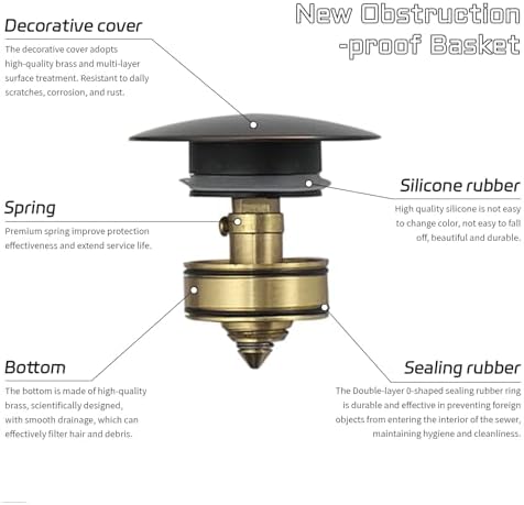 BWE Oil Rubbed Bronze One Piece Bathroom Vessel Sink Drain Stopper - Image 2