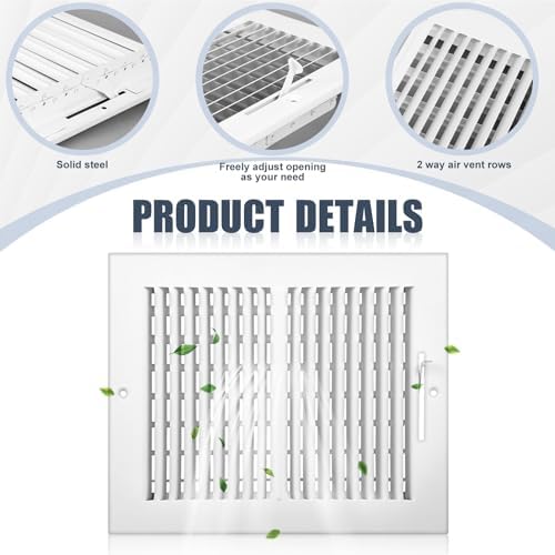 4 Pack Air Ceiling Vent Cover Grille 10"w x 8"h Duct Opening Size, 2 Way Steel - Image 3