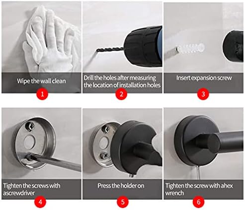 2pcs Matte Black Toilet Paper Holder and Towel Ring Set, Stainless Steel - Image 6