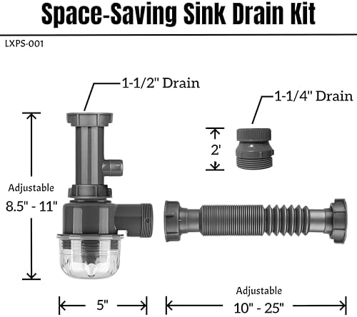 1-1/4" and 1-1/2" PVC Bottle Trap Plumbing Kit - Image 3
