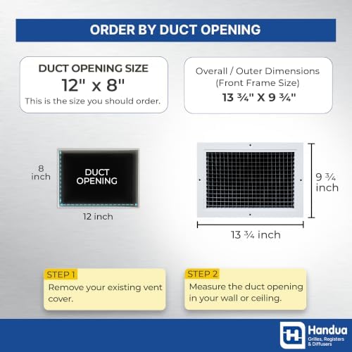 Fits 12x8 and 8x12 Duct Opening | Aluminum Eggcrate Return Air Grille | Low - Image 2