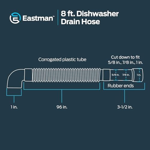 Eastman 8 Foot Dishwasher Drain Hose, Universal Fit - Image 2