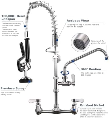 Brushed Nickel Commercial Kitchen Faucet - Image 7