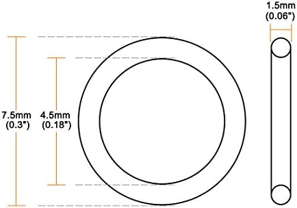 uxcell Nitrile Rubber O-Rings 7.5mm OD 4.5mm ID 1.5mm Width, Metric Sealing - Image 3