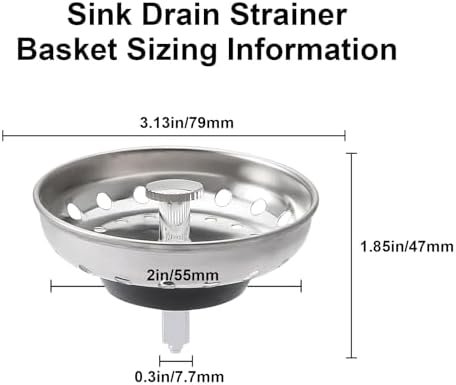 2 Pcs Kitchen Sink Filter and Plug Combination Basket, 304 Stainless Steel - Image 2