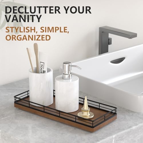 Bathroom Tray for Counter Top Organizer, Oak Wood Vanity Tray - Image 3