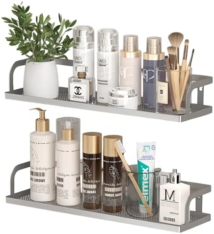 PUSDON 2-Pack 16.5" Extra Long Slim Hollowout Shower Caddy, Wall Mount Spice by PUSDON