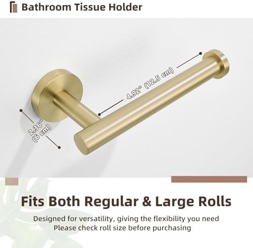 APLusee Toilet Paper Holder, Brushed Gold, 304 Stainless Steel - Image 4