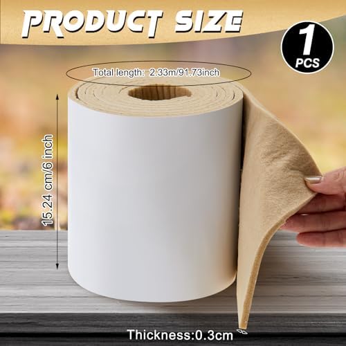 Jecery Adhesive Felt Roll, 1/4" X 6" X 2.5 Yard, Light Brown - Image 2