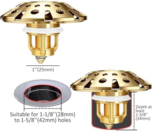 AzWzz Bathroom Sink Drain Strainer, 3 in 1 Pop Up Bathroom Sink Stopper - Image 2