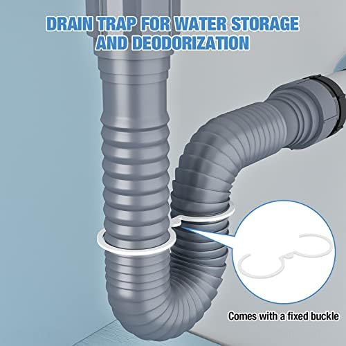 NiHome Kitchen Sink Drain Kit P-Trap 1-1/2" 1-1/4" Flexible Pipe - Image 5
