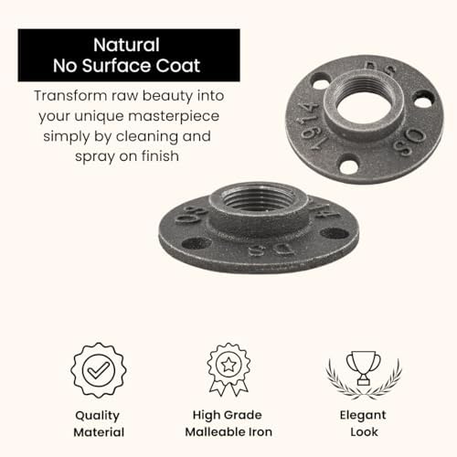 3/4" FLANGE: Industrial Threaded Black Iron Pipe Fittings; Natural - Image 3