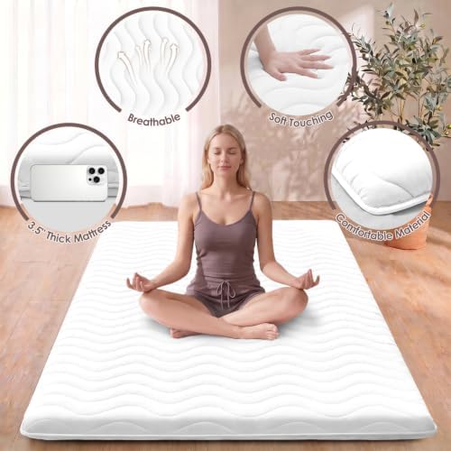 SCHNAUZER HOME Japanese Floor Mattress Futon Mattress Twin 3.5" Thick White - Image 2