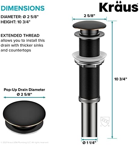 KRAUS Bathroom Sink Pop-Up Drain Assembly in Oil Rubbed Bronze - Image 5