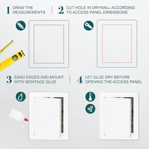 6" x 8" White Metal Access Panel, Wall Access Panel - Image 3