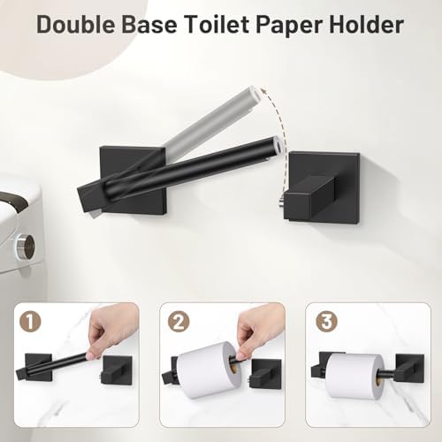 Lairuier Matte Black Bathroom Accessories, Towel Bar Set Wall Mounted - Image 4