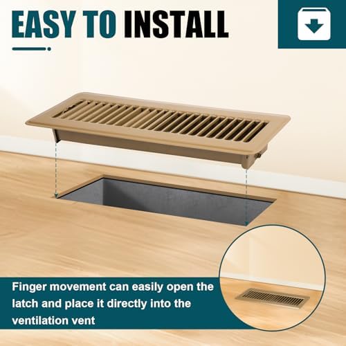 VOISEN Floor Register 2x12, 4 Pack Brown Floor Vent Covers - Image 6