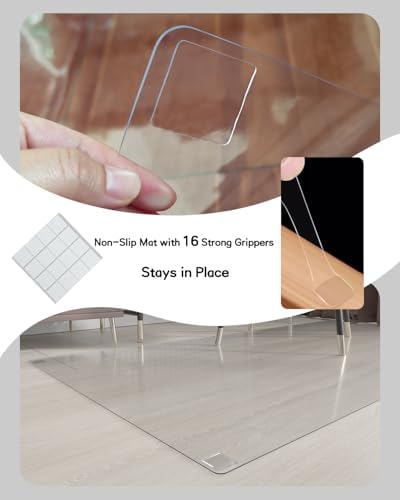 【16 Anti-Slip Stickers Included】4'×6' Clear Rug Protector Mat, Waterproof Vinyl - Image 2