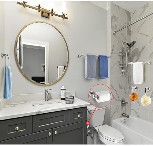 6 Pieces Brushed Nickel Bathroom Hardware Accessories Set Hand Towel Ring - Image 2