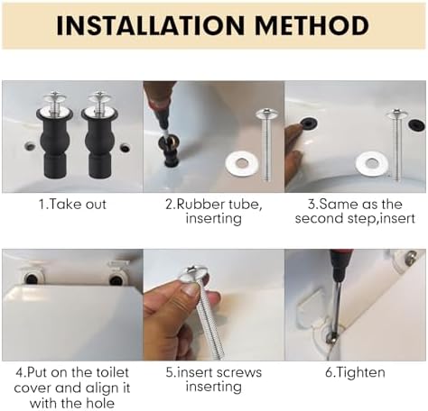 2 Pack Universal Toilet Seat Hinges Screw, Toilet Seat Screws Replacement kit - Image 6