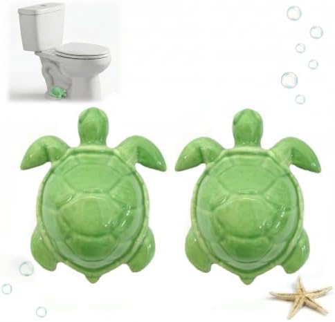 Green Sea Turtle Ceramic Toilet Bolt Covers 2-Pack, Decorative Bathroom by boeemi