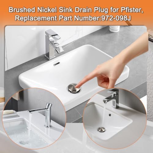 Drain Sink Stopper for Pfister 972-098J, Brushed Nickel Sink Plug Part - Image 4