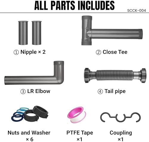 Double Bowl Kitchen Sink Drain Kit – End Outlet Waste - Image 4