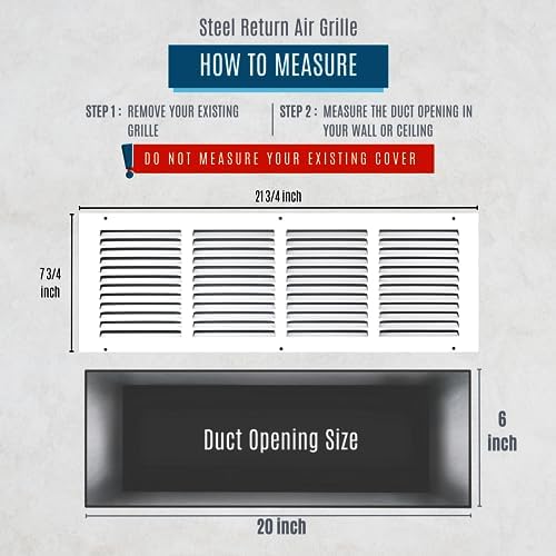 Fits 20x6 Duct Opening | Steel Return Air Grille by Handua | Vent Cover Grill - Image 2