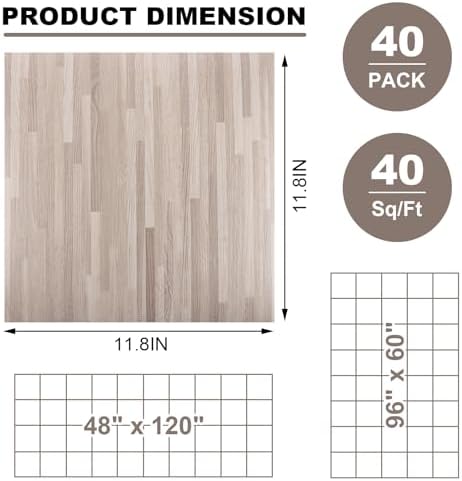 AKOLAFE 40 Sheet Vinyl Flooring 12x12 Peel and Stick Floor Tile Waterproof - Image 2