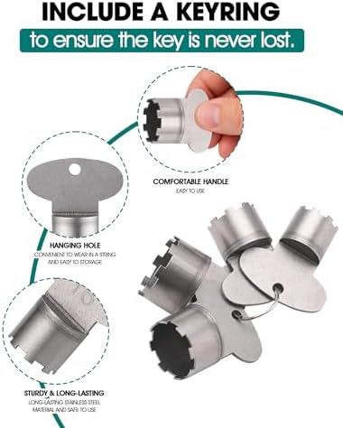 4-Piece 304 Stainless Steel Faucet Aerator Removal Key Set - Image 6