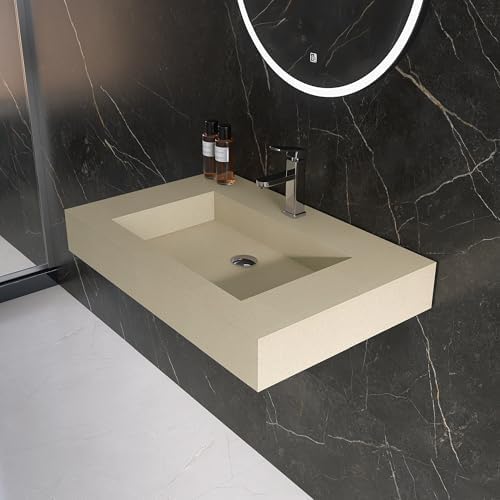 30" x 19" Bathroom Sink with Solid Surface, Wall Mount Bathroom Sink with - Image 2