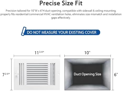 Steel Return Air Grille, Fits Universal Duct Opening, Stamped Durable Steel - Image 2