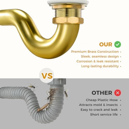 BOTEMY Brass P-Trap 1-1/2 Inch for Freestanding Bathtub, Solid Brass Drain Kit - Image 4