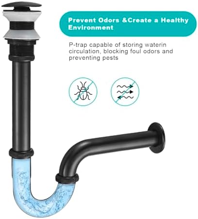 U Shape P-trap Stopper Complete Set, Adjustable Height 1-1/4 Bottle Trap Basin - Image 6