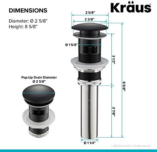 KRAUS Pop-Up Drain with Overflow in Matte Black - Image 4